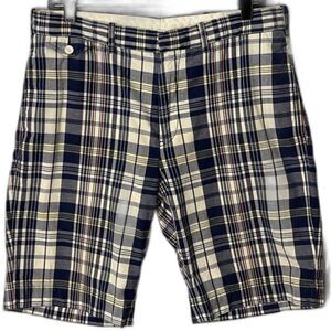 Men’s Ralph Sportswear Lauren Cotten Chino Shorts Blue White Plaid Size 34‎